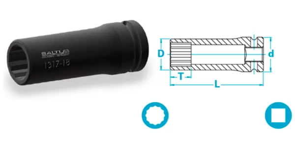 Atlas Copco- Socket, long version, double hexagon