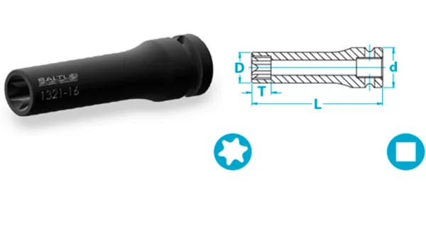 Atlas Copco-Socket, long version, suited for Torx® screws