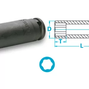 Atlas Copco- Socket, long version, with Surface drive