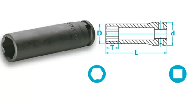 Atlas Copco- Socket, long version, with Surface drive