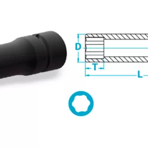 Atlas Copco-Socket, long version, Surface drive, guided input