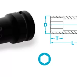 Atlas Copco-Socket, semi-long version, thin walled