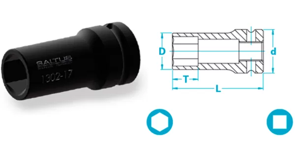 Atlas Copco-Socket, semi-long version, thin walled
