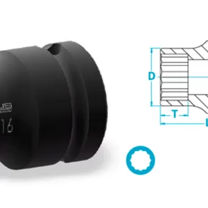 Atlas Copco-Socket, short version, double hexagon, thin walled