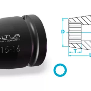 Atlas Copco-Socket, short version, double hexagon