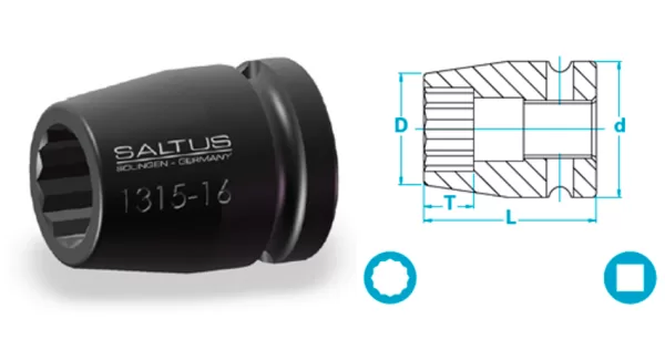 Atlas Copco-Socket, short version, double hexagon