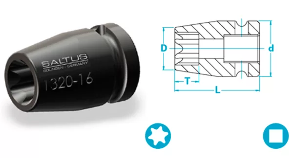 Atlas Copco-Socket, short version, suited for Torx® screws