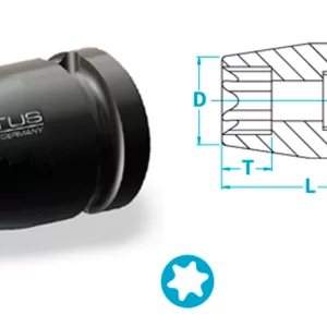Atlas Copco-Socket, short version, suited for Torx® plus-screws