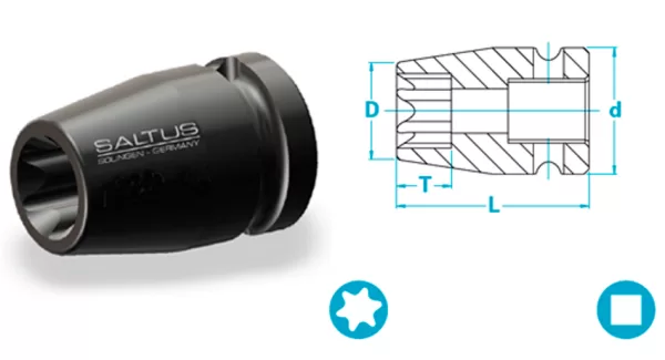 Atlas Copco-Socket, short version, suited for Torx® plus-screws
