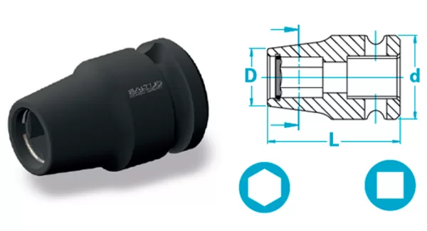 Atlas Copco-Universal adapter with square input and hexagonal output drive