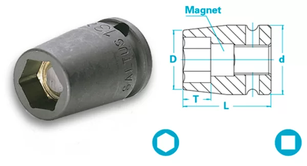 Atlas Copco-Socket, short version, with magnet