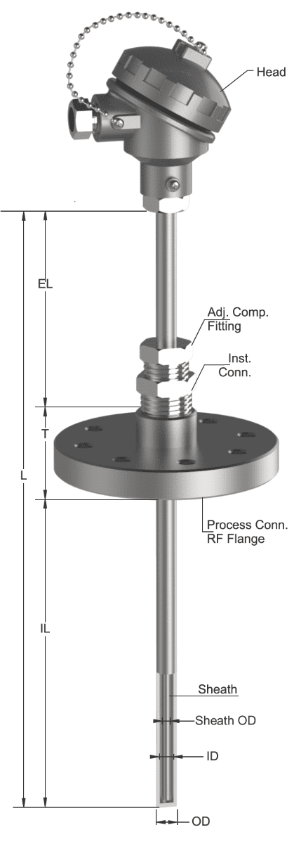 Tempsen R - 731 RTD with Straight Thermowell & Flange
