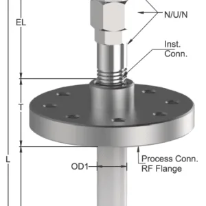 Tempsen R - 734 RTD with N/U/N & Coated Taper Thermowell