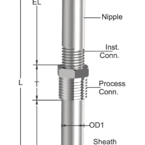 Tempsen T - 650 THERMOCOUPLE WITH NIPPLE & TAPER THERMOWELL