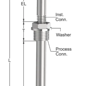 Tempsen T - 655 THERMOCOUPLE WITH NIPPLE & STRAIGHT THERMOWELL