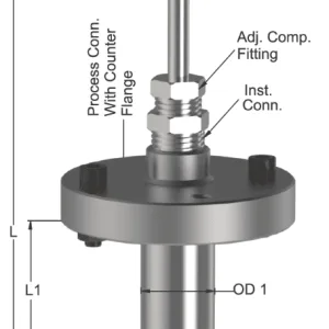 Tempsen T - 734 THERMOCOUPLE WITH THERMOWELL & FLANGE WITH PROTECTION TUBE