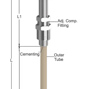 Tempsen T - 804 THERMOCOUPLE WITH DOUBLE PROTECTION TUBE & ADJUSTABLE FITTING