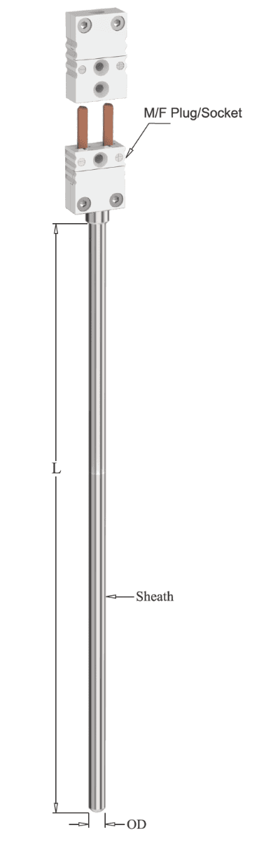 Tempsen T - 990 ULTRA HIGH TEMPERATURE THERMOCOUPLE WITH MALE FEMALE CONNECTOR