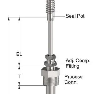 Tempsen T - 504 THERMOCOUPLE WITH STRAIGHT THERMOWELL, ADJUSTABLE COMPENSATION FITTING & CABLE