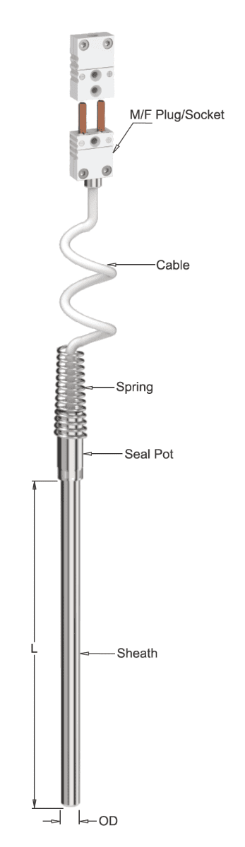 Tempsen T 991 ULTRA HIGH TEMPERATURE THERMOCOUPLE WITH TRANSITION JOINT